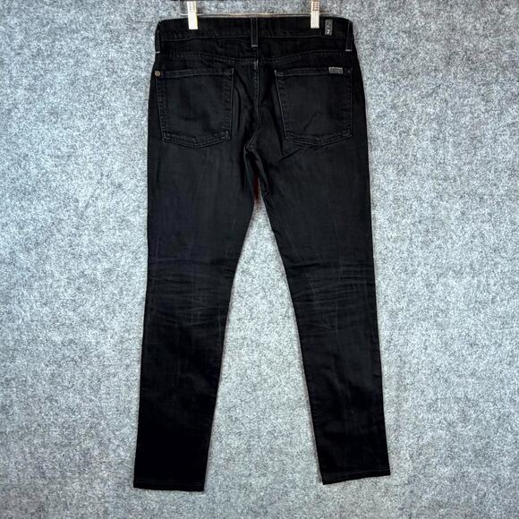 7 For All Mankind Ankle Skinny Jeans Womens 27 Black Denim Stretch Low Rise - Picture 2 of 8